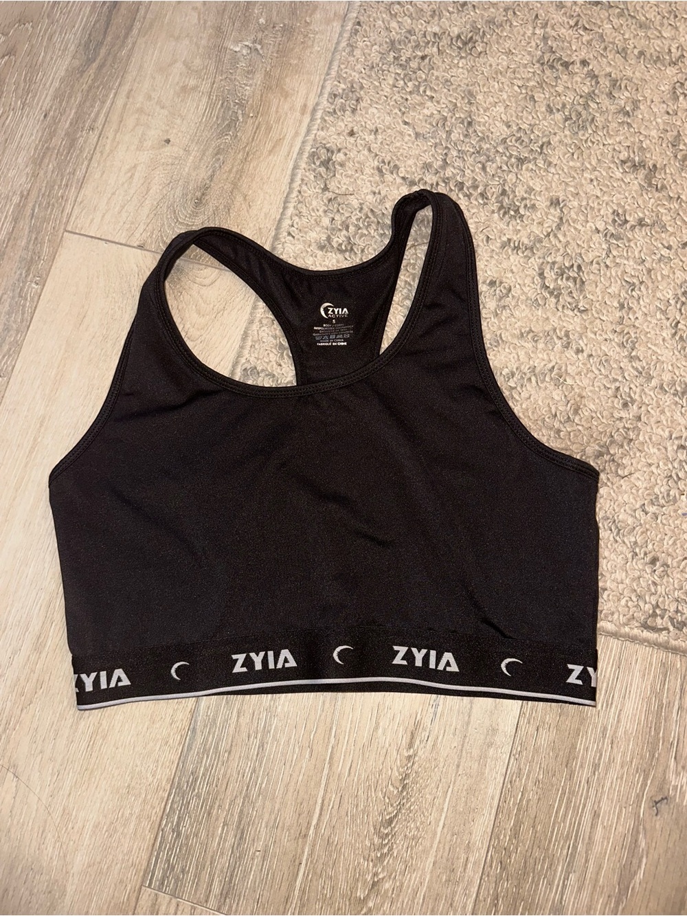 ZYIA Black Racerback Sports Bra with Branded Elastic